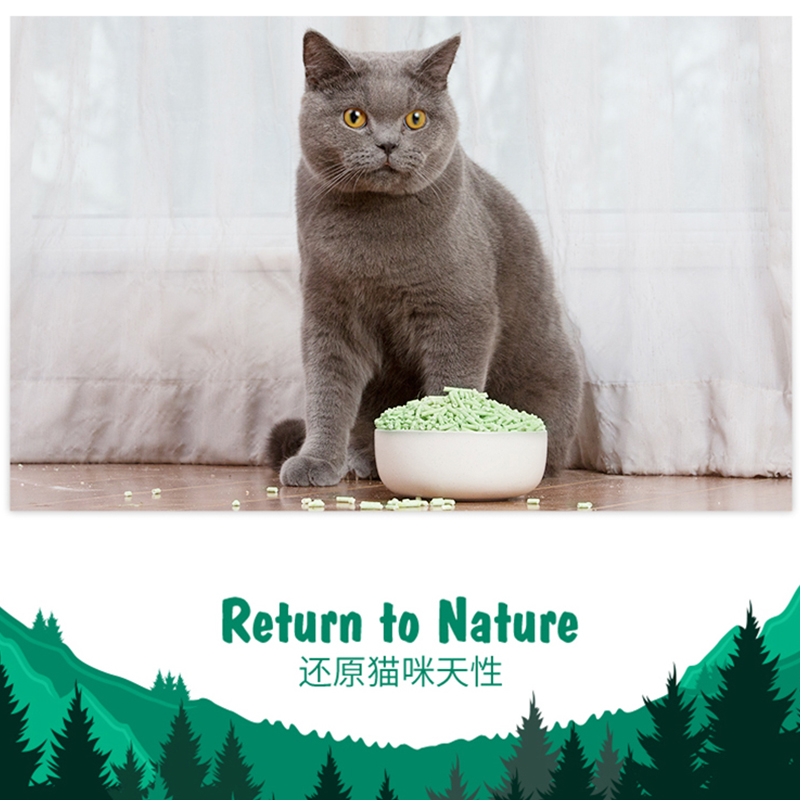 Green tea flavor cat litter with super clumping and high absorption with private label