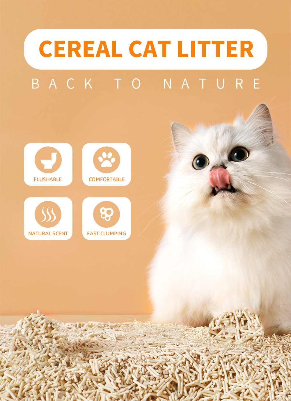 Cereal cat litter with natural grain scent popular in US