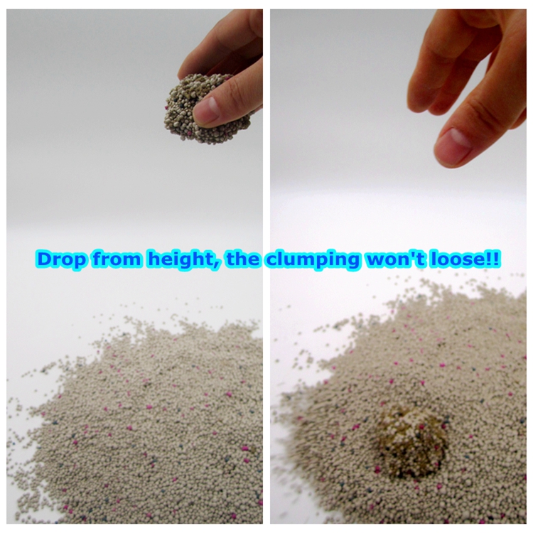 Super clumping ball type bentonite cat litter with quick absorption popular in Indonesia